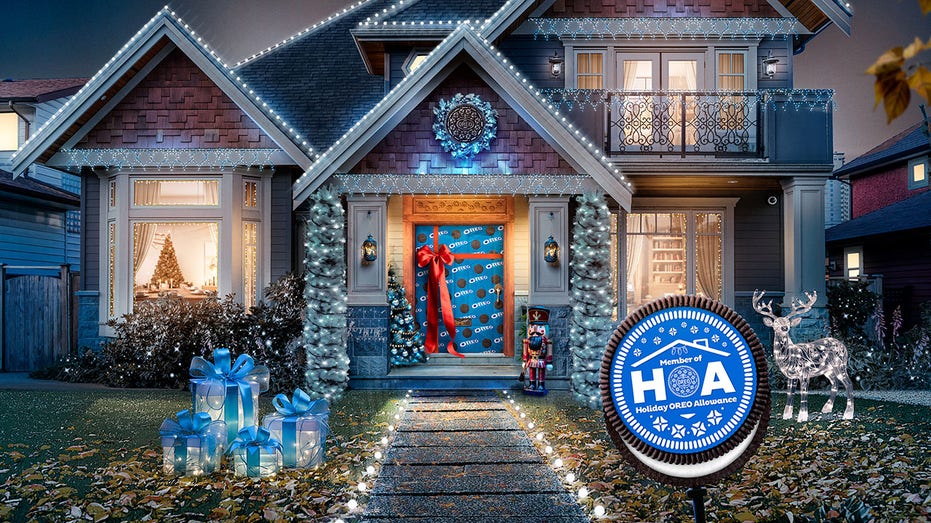 decorated house with oreo HOA sign