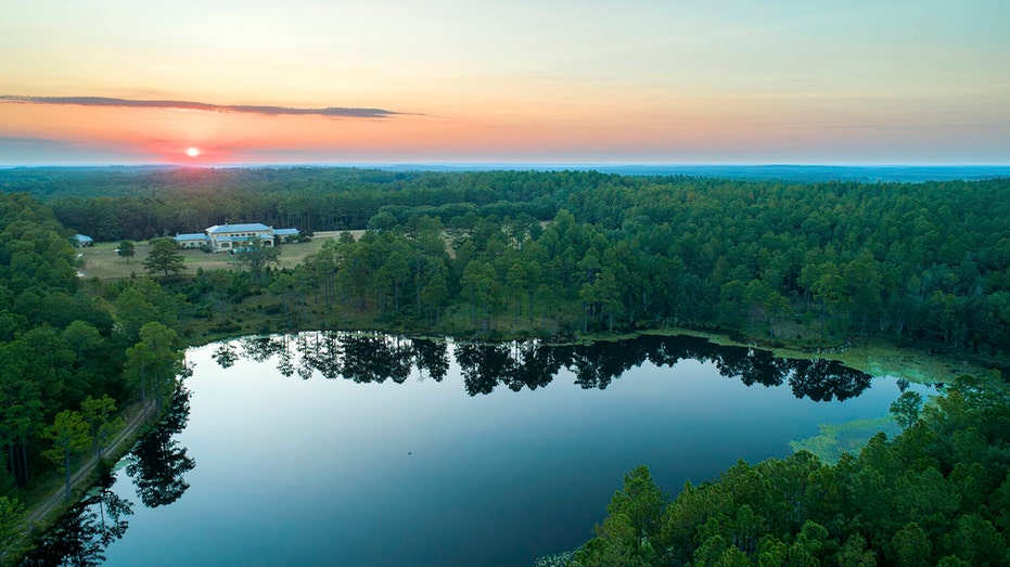 lake behind the lodge