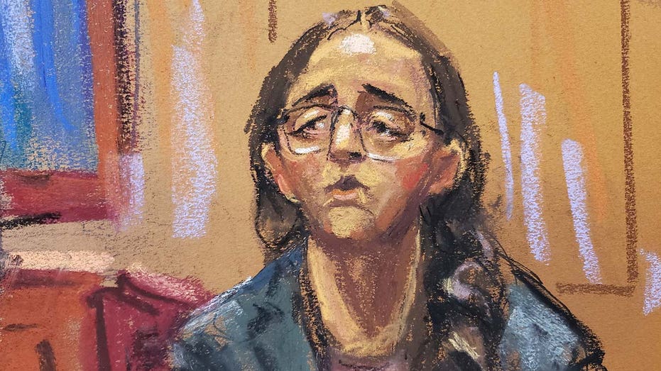 A court sketch depicts attorney Ausa Danielle Sassoon questioning Caroline Ellison