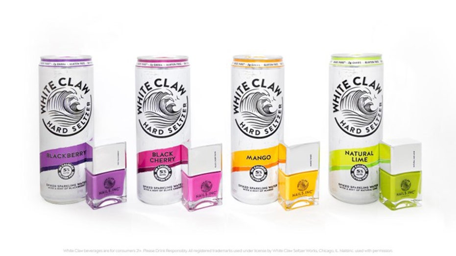 White Claw x Nail Inc collab cans and colors