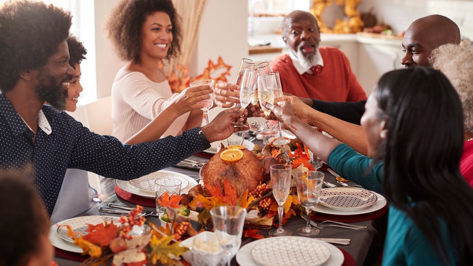 the family makes a toast