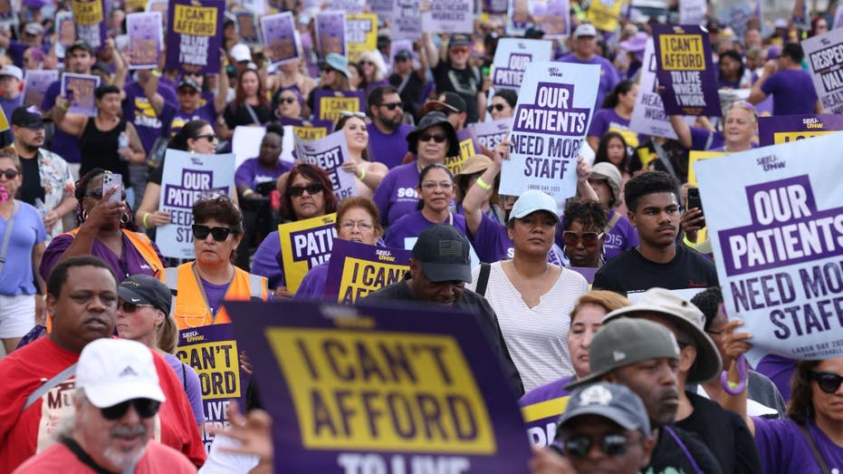 Kaiser Permanente workers march in rally