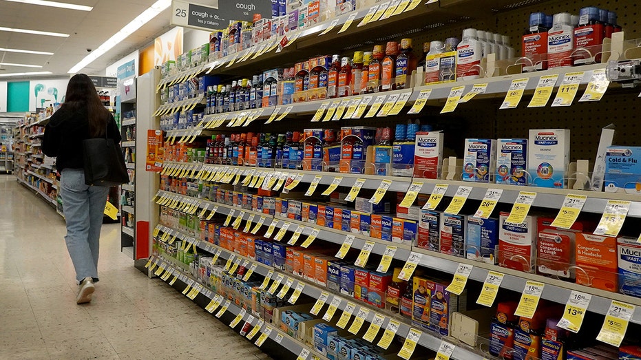 Cold and flu medicine in store aisle