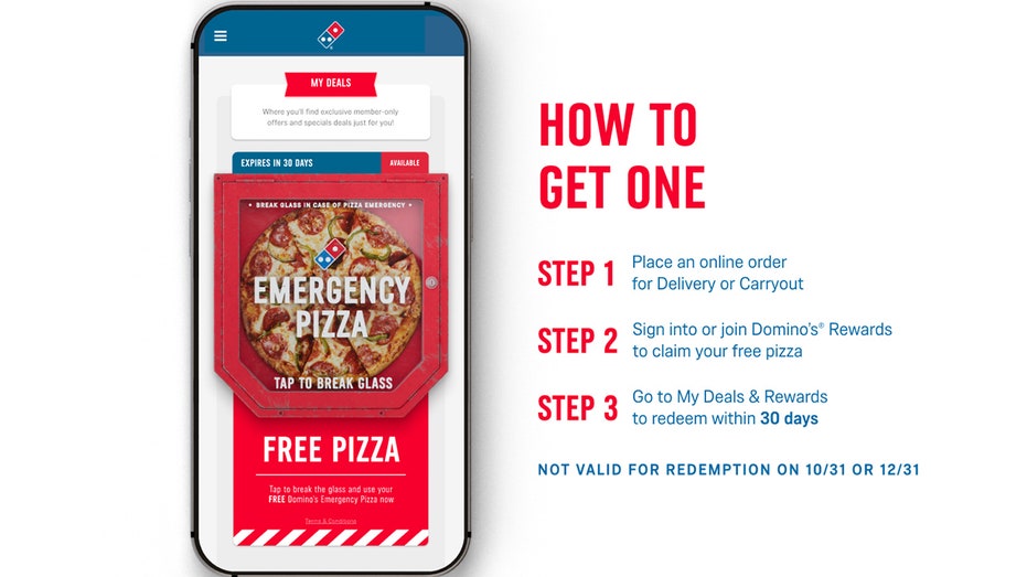 redeem domino's emergency pizza box