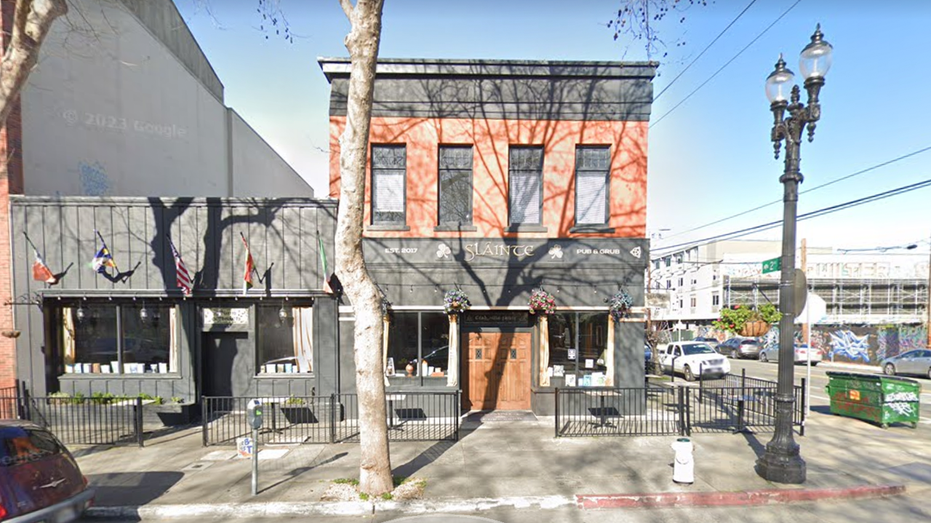 Irish pub seen from street in Oakland