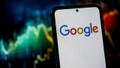 POLAND - 2023/10/24: In this photo illustration a Google logo seen displayed on a smartphone. (Photo Illustration by Mateusz Slodkowski/SOPA Images/LightRocket via Getty Images)
