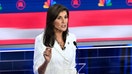 Former Governor of South Carolina and United Nations ambassador Nikki Haley speaks during the third Republican presidential primary debate at the Knight Concert Hall at the Adrienne Arsht Center for the Performing Arts in Miami, Florida, on November 8, 2023.