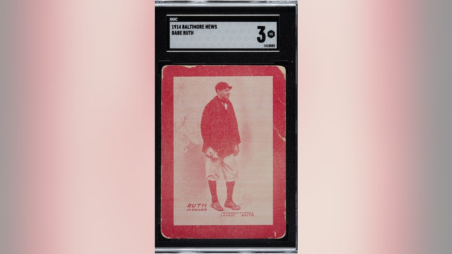Rara carta da baseball del 1919 di Babe Ruth, "rosso" versione