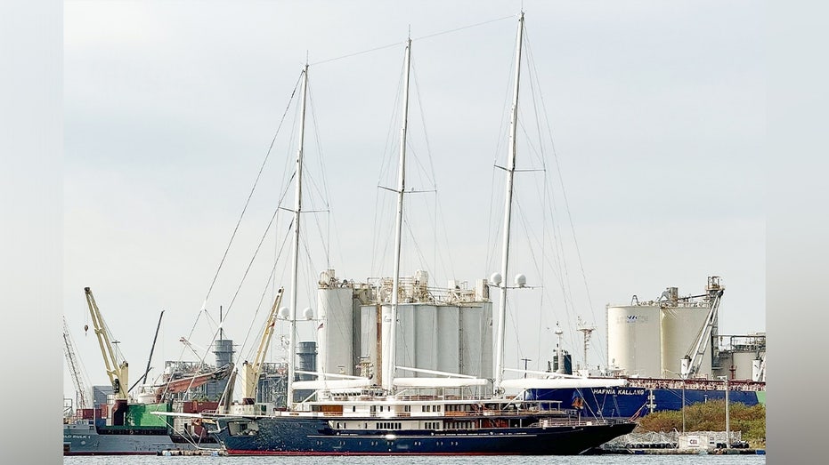 Jeff Bezos' superyacht, Koru, is seen docked in Florida.