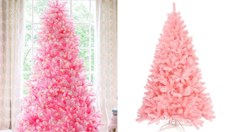 pink christmas tree split