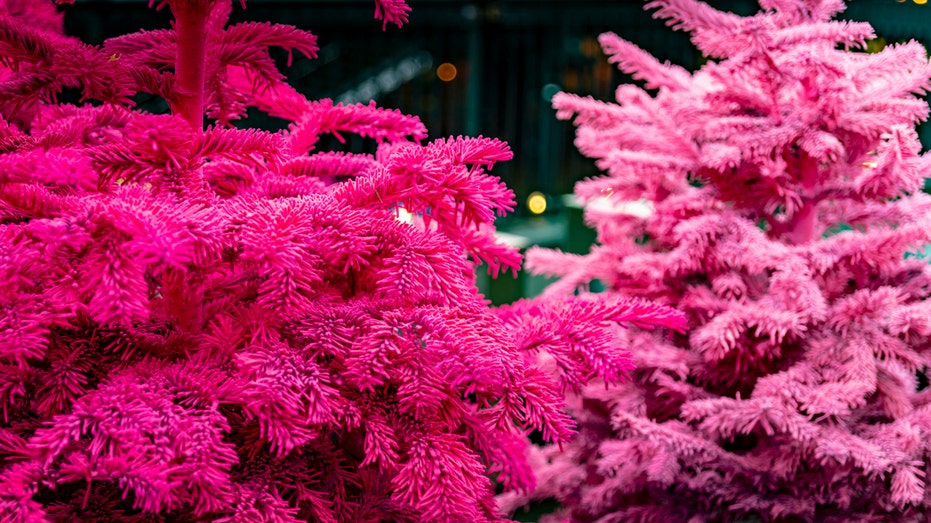 pink Christmas trees