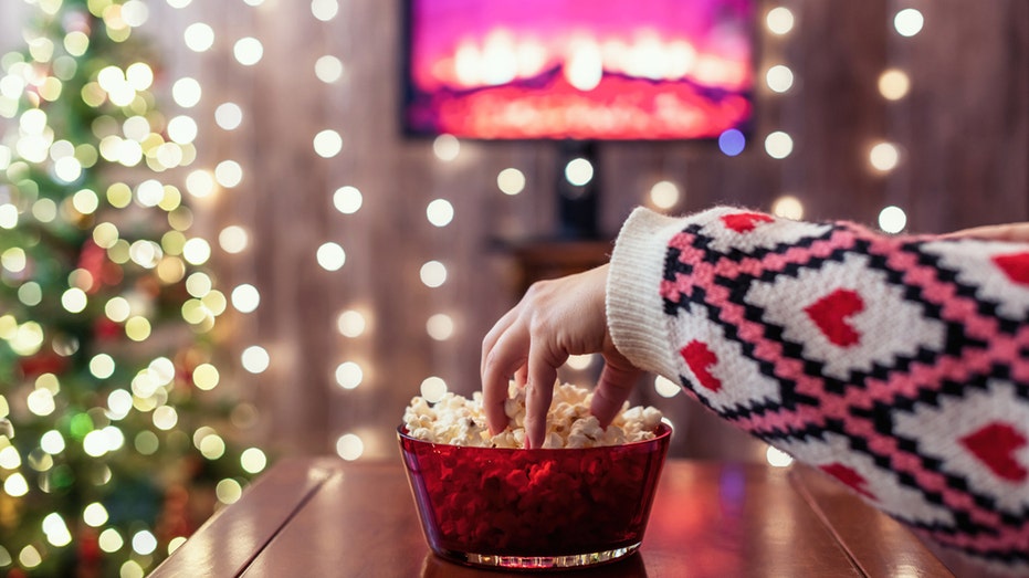 popcorn with christmas movie