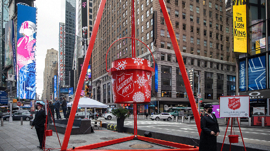 Giant Salvation Army bucket in New York