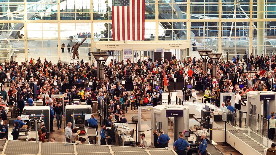 A crowded airport in Denver, Colorado