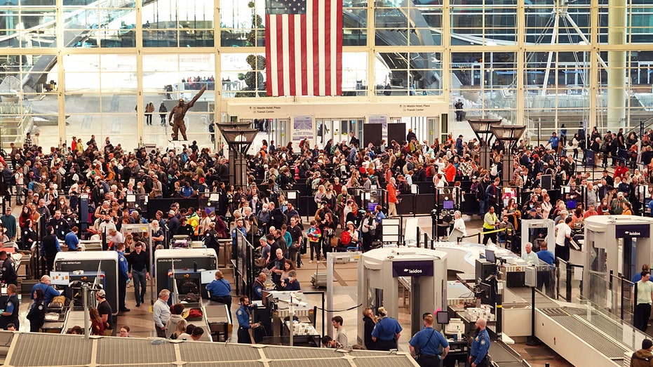 A crowded airport in Denver, Colorado