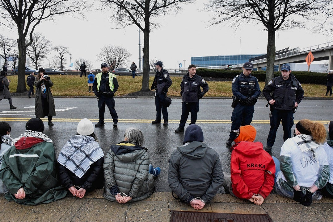 NYC proPalestinian protesters block freeway to JFK airport, 26