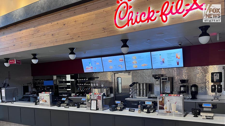A Chick-Fil-A counter is closed on a Sunday in New York