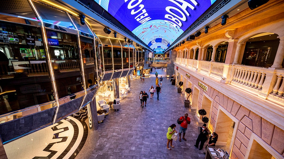 Cruise ship inside walkway