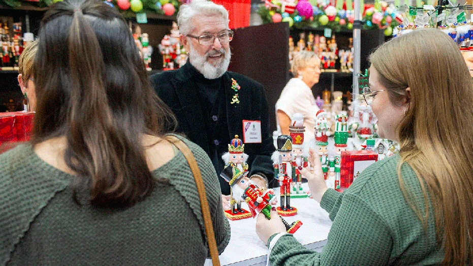 A booth at a Christmas themed market