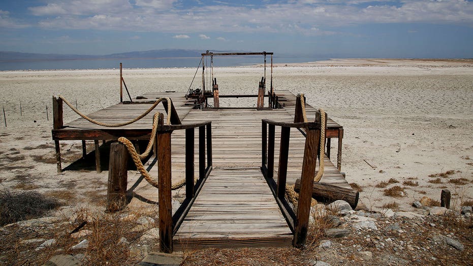 Receeding shoreline at Salton Sea, California