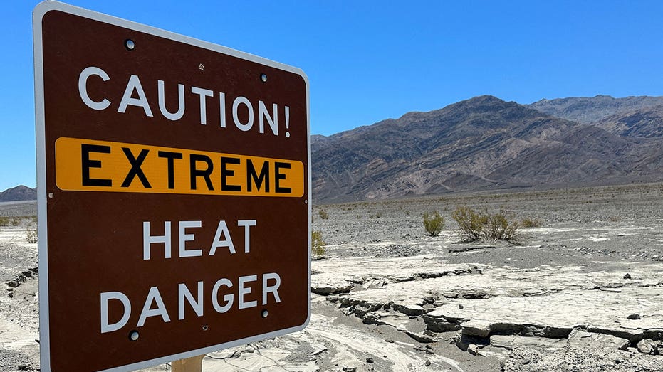 A sign warning of extreme heat in Death Valley, California