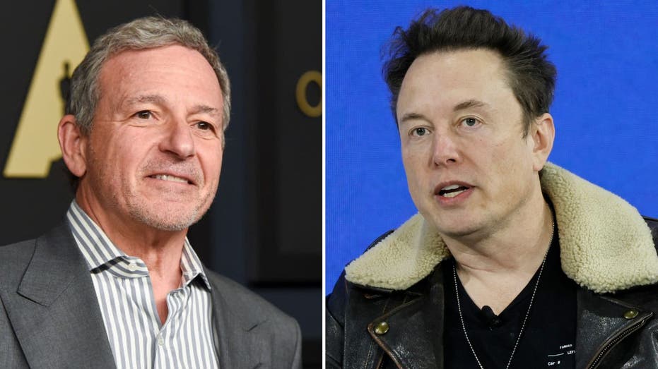 A split of Elon Musk and Bob Iger