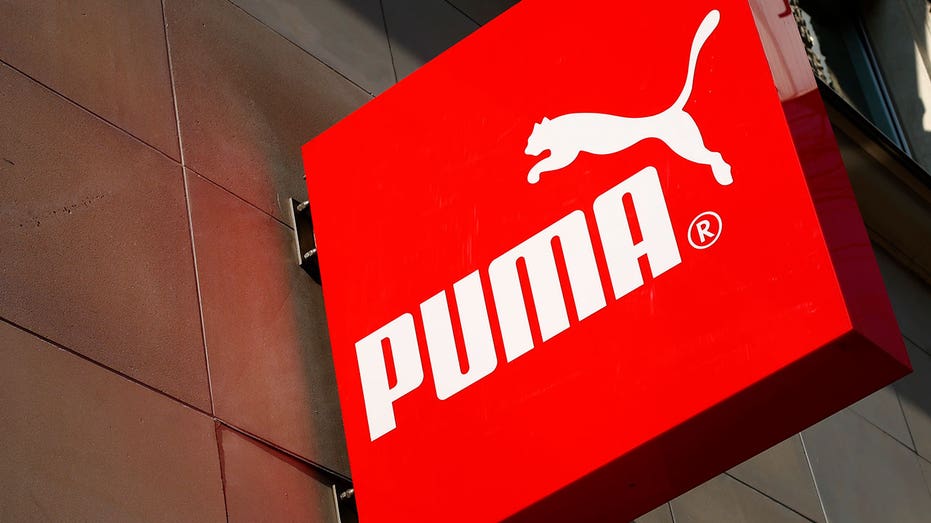 The Puma logo seen at the entrance of one of its stores