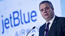 Robin Hayes, chief executive officer and president of JetBlue Airways Corp., speaks during the U.S. Chamber of Commerces aviation summit in Washington, D.C., U.S., on Tuesday, March, 22, 2016. The 15th annual summit was entitled &quot;Fascination of Flight.&quot; Photographer: Andrew Harrer/Bloomberg via Getty Images