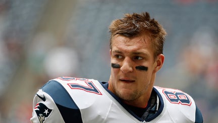 HOUSTON, TX - DECEMBER 01:  Rob Gronkowski #87 of the New England Patriots works out on the field before the game against the Houston Texans at Reliant Stadium on December 1, 2013 in Houston, Texas.  (Photo by Scott Halleran/Getty Images)