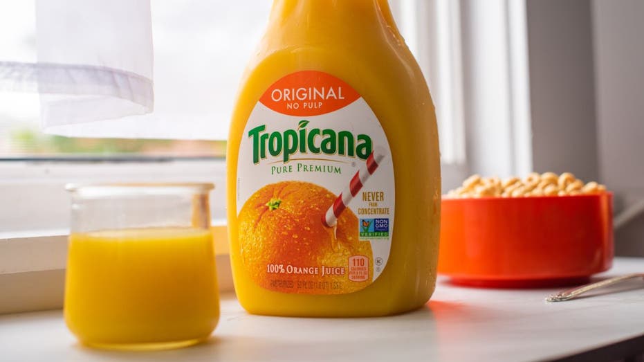 Tropicana bottle at a breakfast table