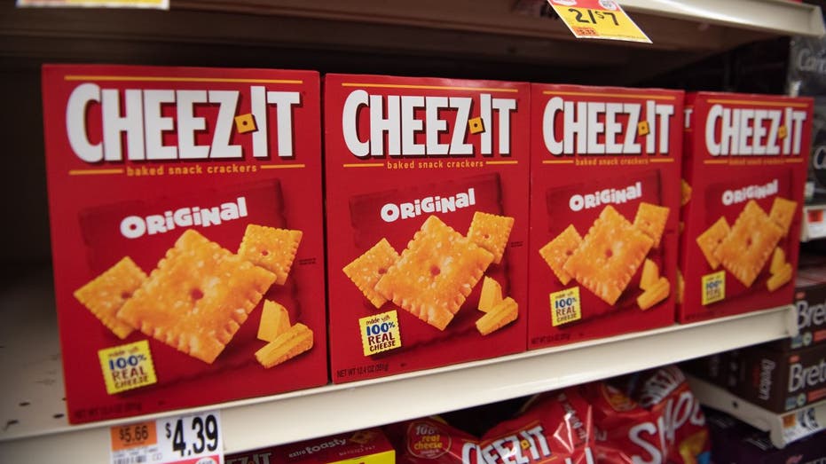 Boxes of Cheez-Its in supermarket