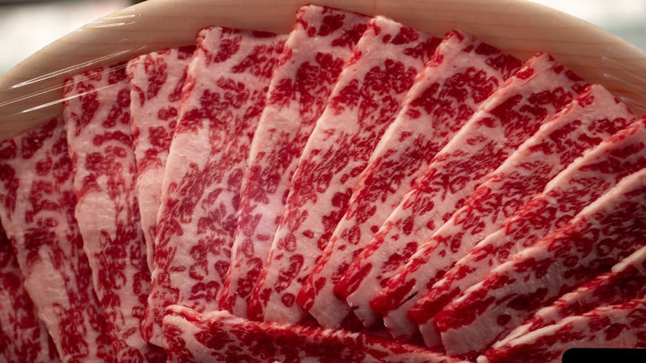 American Wagyu short ribs slices in supermarket