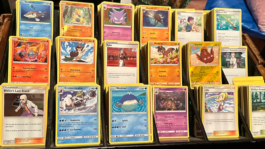 pokemon cards on display