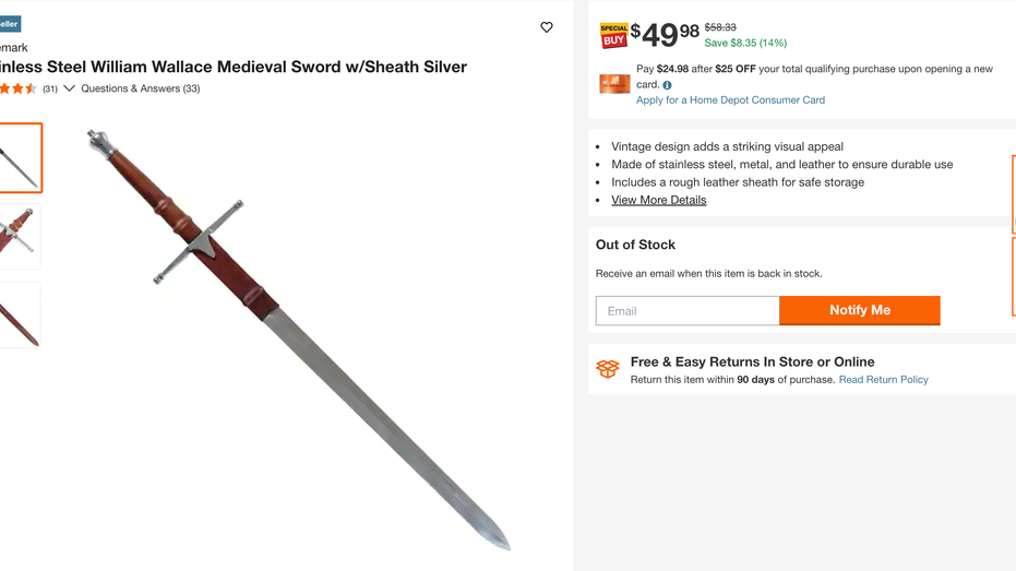 screenshot of William Wallace sword