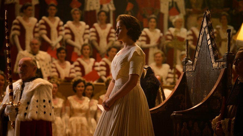 Claire Foy in The Crown, Queen Elizabeth coronation day