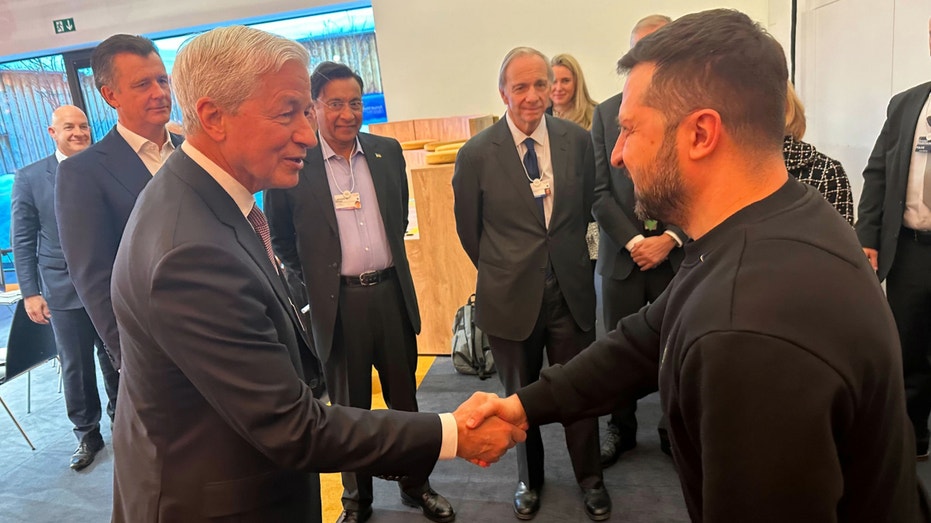 Ukrainian President Volodymyr Zelenskyy Jamie Dimon Davos Switzerland