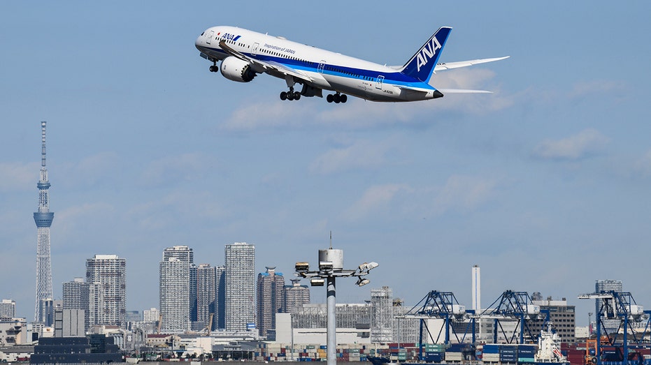 All Nippon Airways plane takes off
