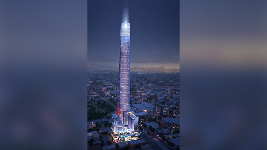 A concept showing designs for what would be the tallest building in the U.S.