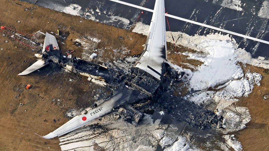 The wreckage of JAL Flight 516
