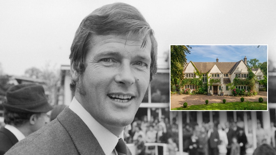 Roger Moore with inset of his former home