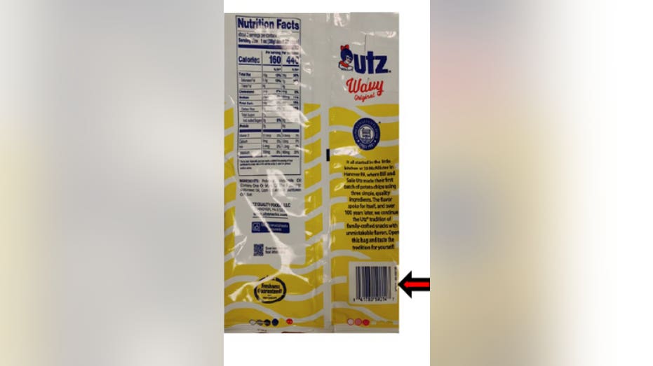 Utz back of wavy potato chips bag