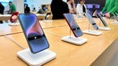 MIAMI, FLORIDA - MAY 04: Apple phones on display in an Apple store on May 04, 2023 in Miami, Florida. Apple will report its fiscal Q2 earnings after the bell, and some analysts expect the company to report its second straight year-over-year decline in quarterly revenue. 