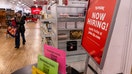 A &apos;now hiring&apos; sign is displayed in a retail store on Jan. 5, 2024 in New York City. 