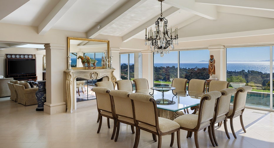 A view of the dining area in the Hope Ranch, California property
