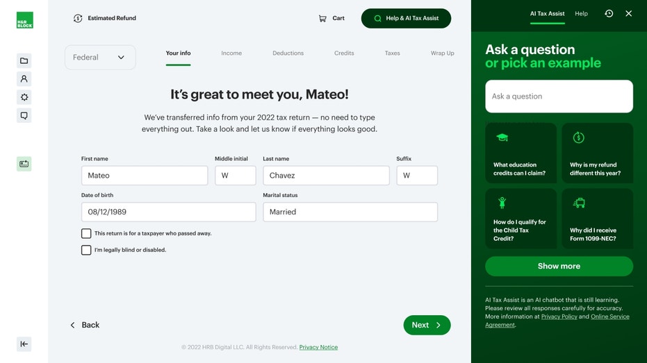 H&R Block AI Tax Assist