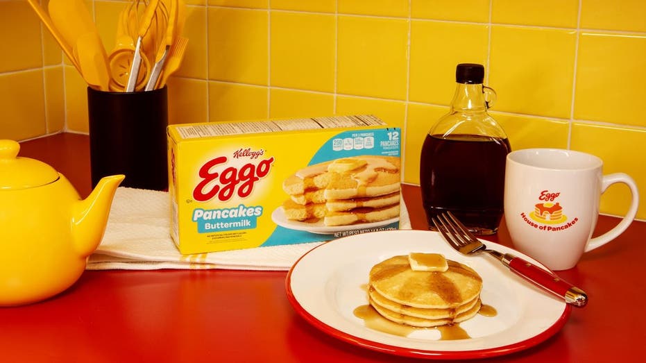 Eggo pancake spread on breakfast table