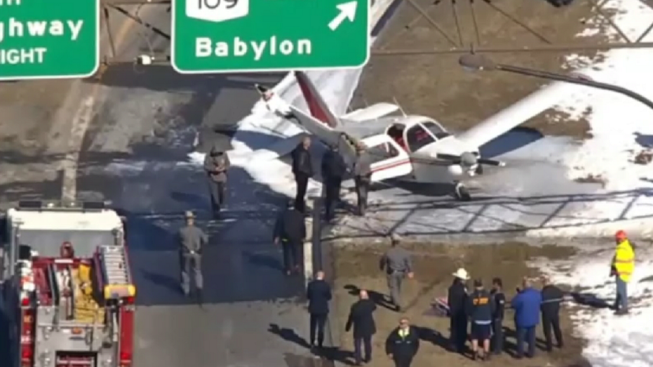 Plane crash lands in Long Island in New York