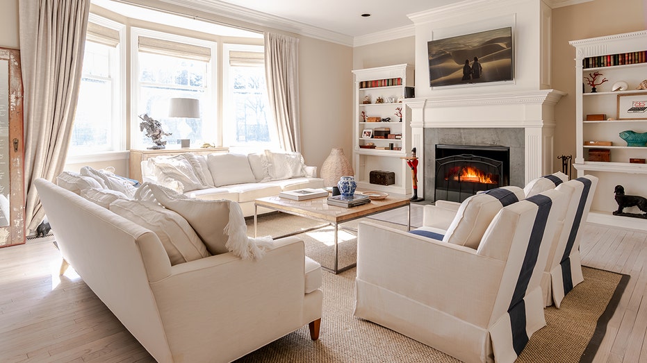 Interior living room of the Hiltons Hamptons home