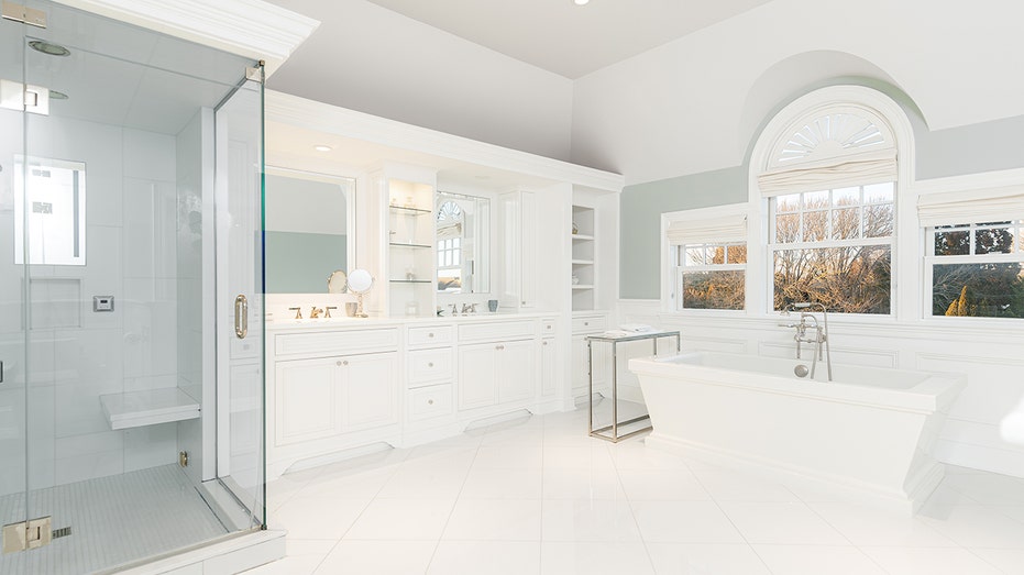 Bathroom interior in the vacation home of the Hiltons