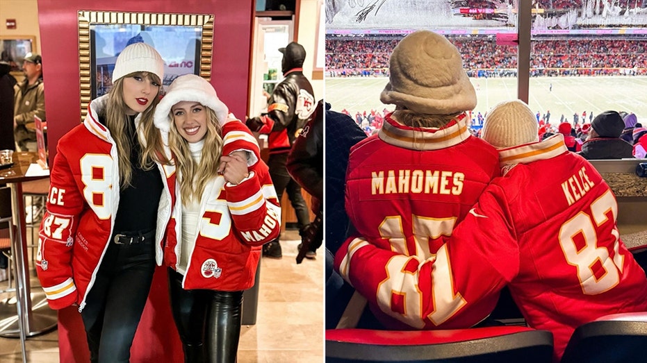Taylor Swift and Brittany Mahomes wear matching jackets